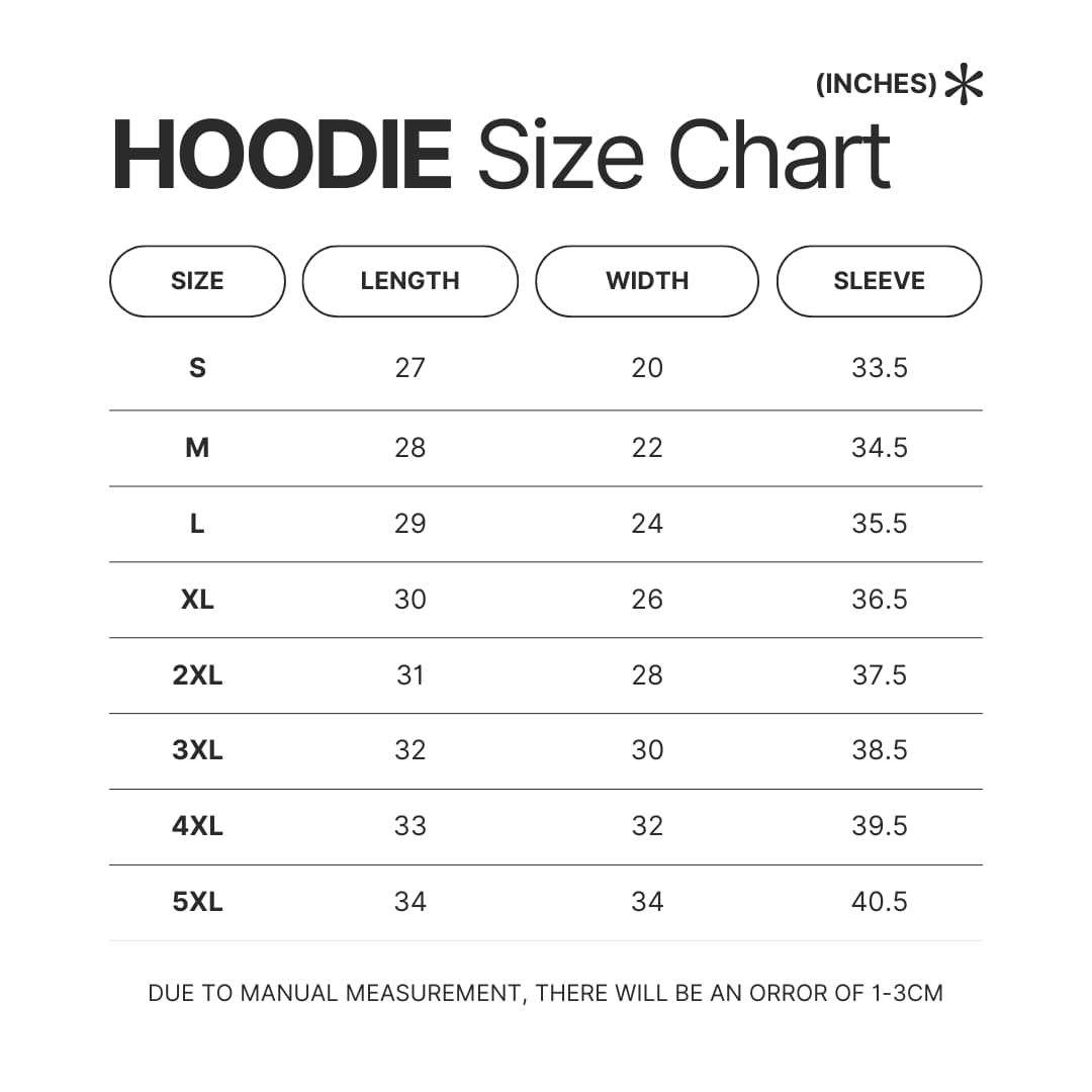 Hoodie Size Chart - FNaF UK Shop