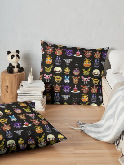 Alternative view of Five Nights At Freddy S Pixel Art Multiple Characters Throw Pillow