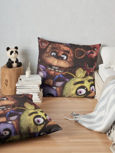 Alternative view of Five Nights At Freddys Rick And Morty Funny Throw Pillow