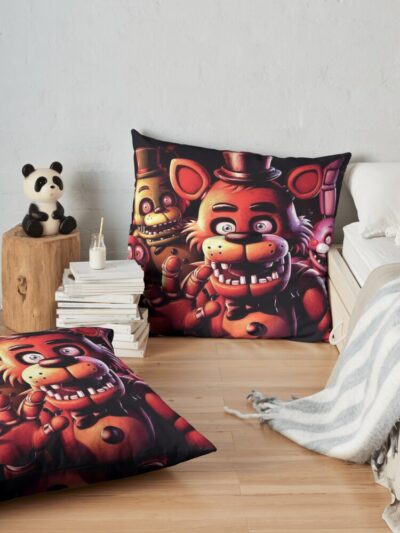 Alternative view of Five Night At Freddy Fnaf And His Friends Throw Pillow