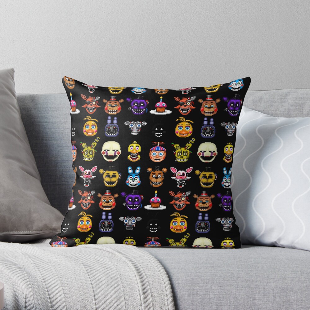 Five Nights At Freddy S Pixel Art Multiple Characters Throw Pillow