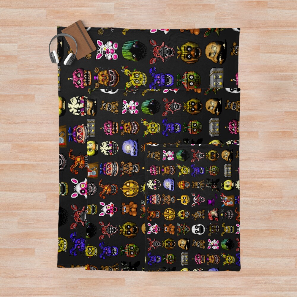 Five Nights At Freddy S Pixel Art Multiple Characters New Set Throw Blanket - Image 3
