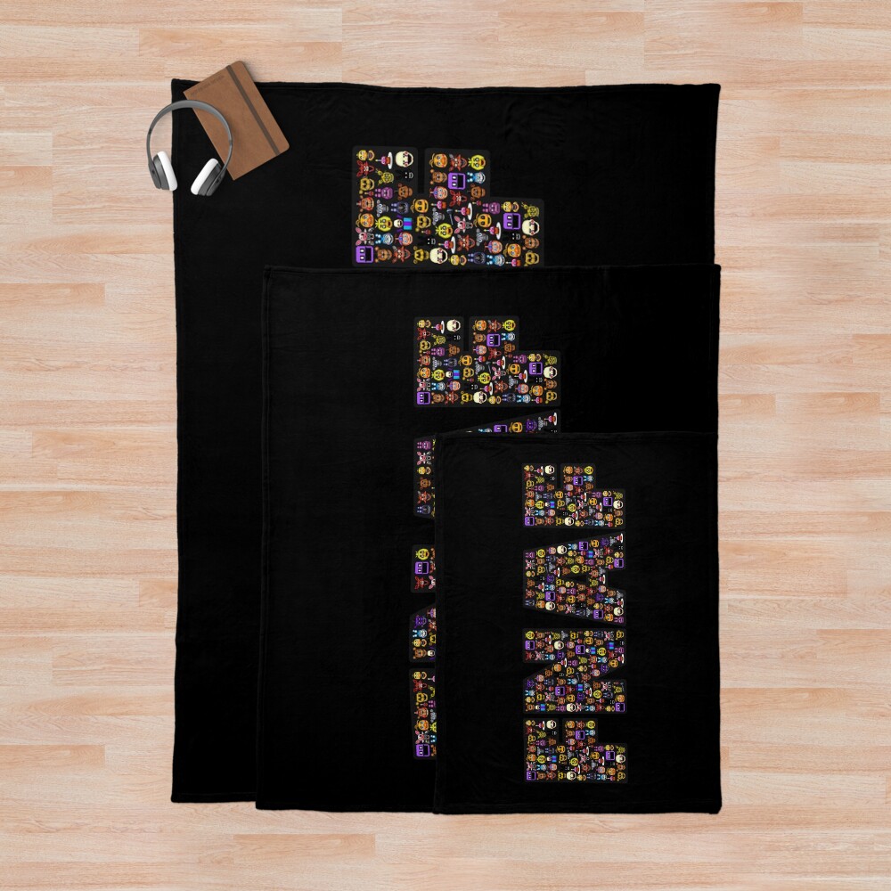 Five Nights At Freddy S Pixel Art Fnaf Typography Black Bg Throw Blanket - Image 3