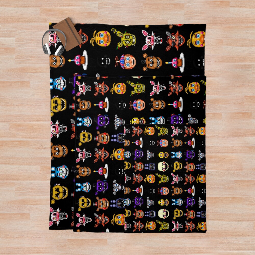 Five Nights At Freddy S Pixel Art Multiple Characters Throw Blanket - Image 3