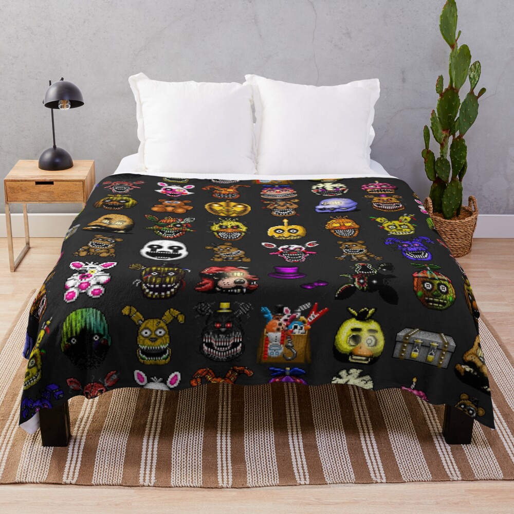 Five Nights At Freddy S Pixel Art Multiple Characters New Set Throw Blanket