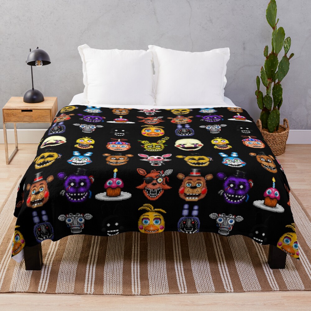 Five Nights At Freddy S Pixel Art Multiple Characters Throw Blanket