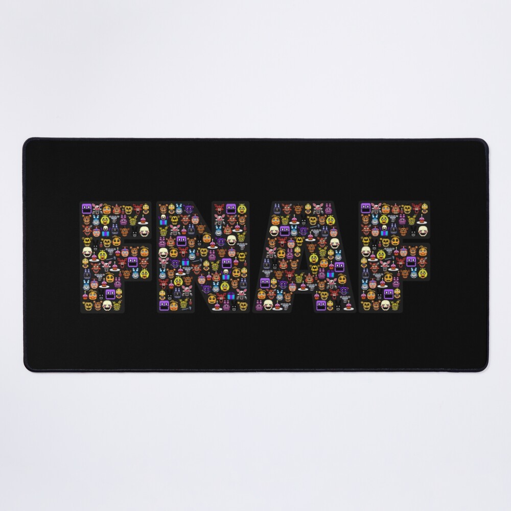 Five Nights At Freddy S Pixel Art Fnaf Typography Black Bg Mouse Pad