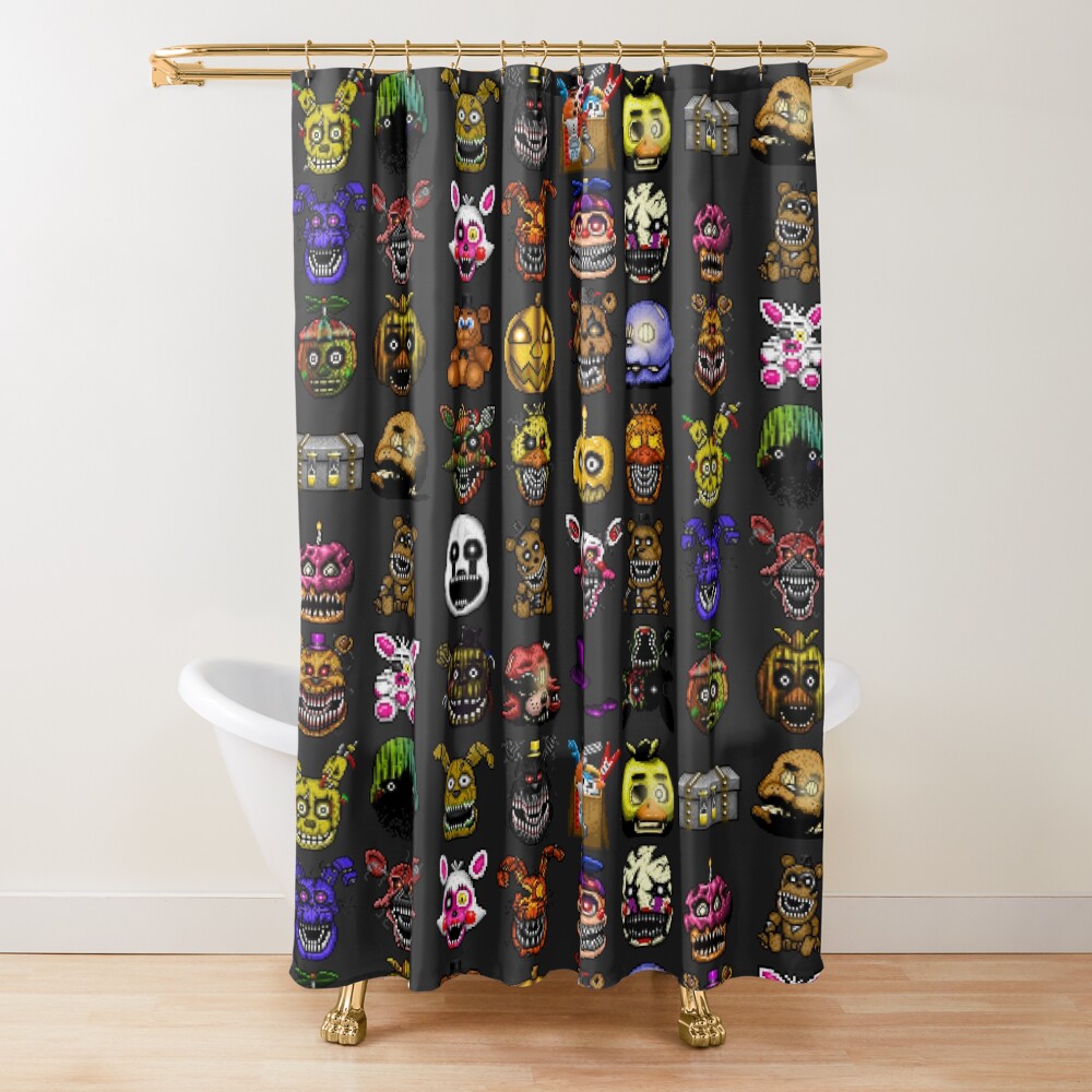 Five Nights At Freddy S Pixel Art Multiple Characters New Set Shower Curtain