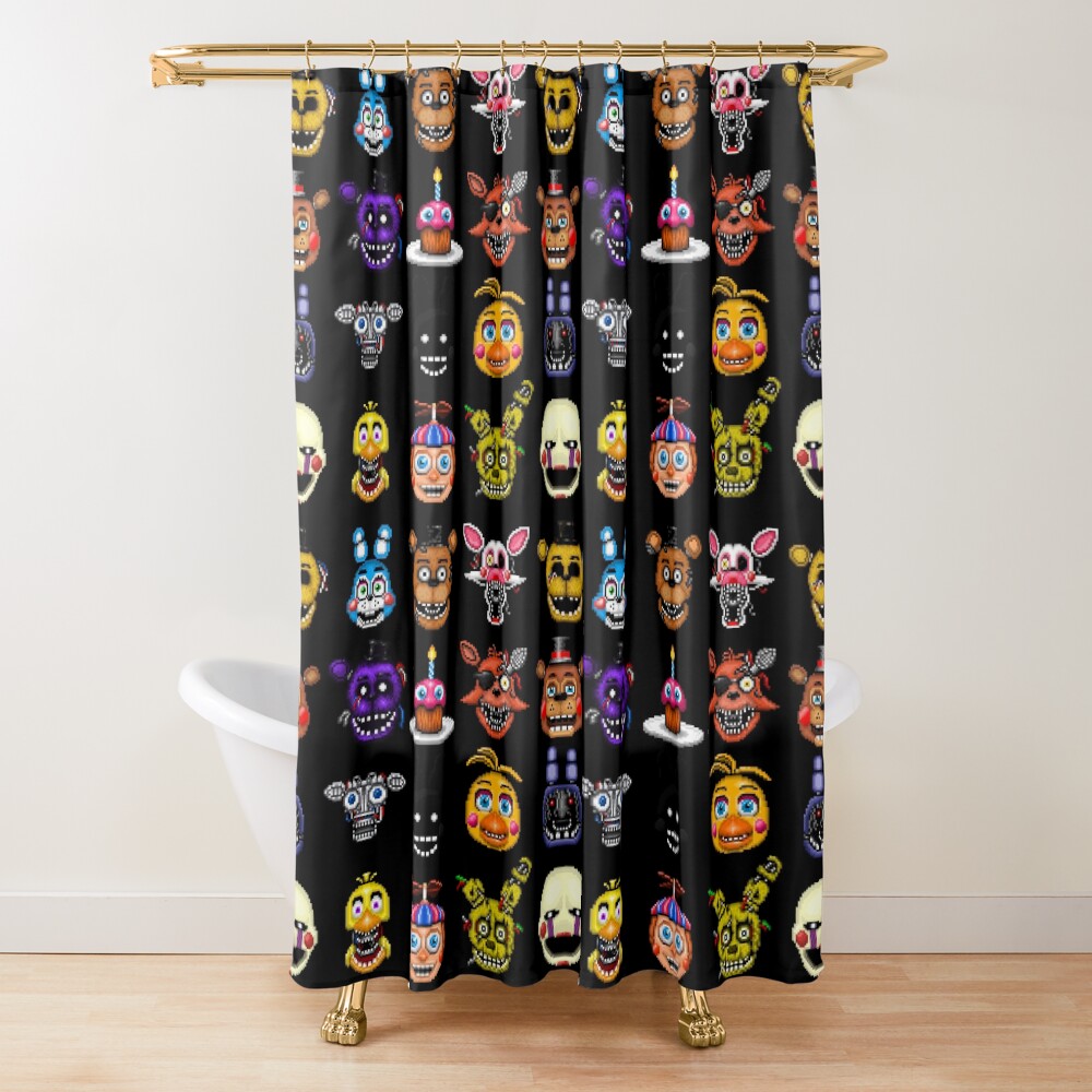 Five Nights At Freddy S Pixel Art Multiple Characters Shower Curtain