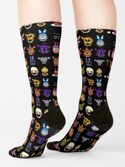 Alternative view of Five Nights At Freddy S Pixel Art Multiple Characters Socks
